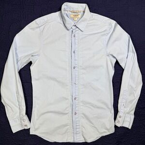 Guess Los Angeles Mens Light Blue Pleated Tuxedo Button Down Shirt Small Read